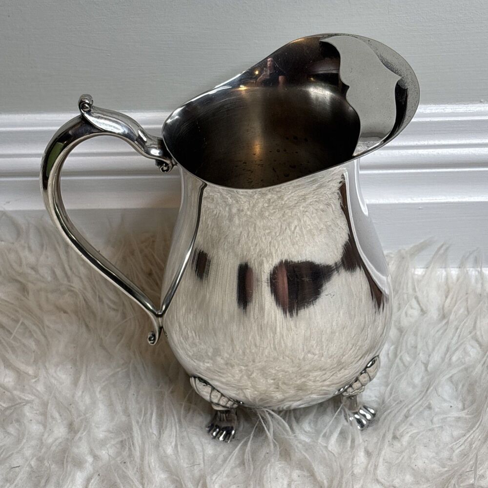 VINTAGE Leonard Silver Plate Footed Water Pitcher with Ice Lip Cottage Core